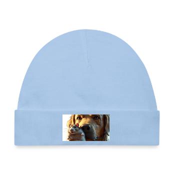 Hunde und goldiger Hamster in Nahaufnahme - Baby Premium Organic Mütze - Hellblau - Vorne
