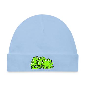 3 Frösche Team Kröte Freunde Cool Crew Lustig süß - Baby Premium Organic Mütze - Hellblau - Vorne