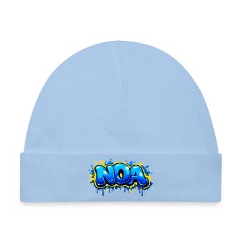 NOA-GRAFFITI-NAME FÜR PERFEKTES GESCHENK DRUCKBAR - Baby Premium Organic Mütze - Hellblau - Vorne