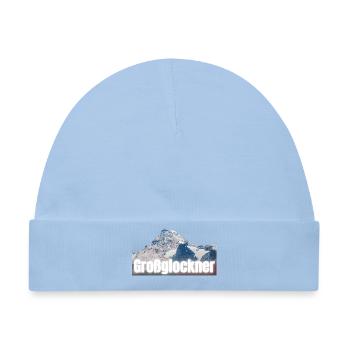 Großglockner - Design mit Schrift & Bergshilouette - Baby Premium Organic Mütze - Hellblau - Vorne