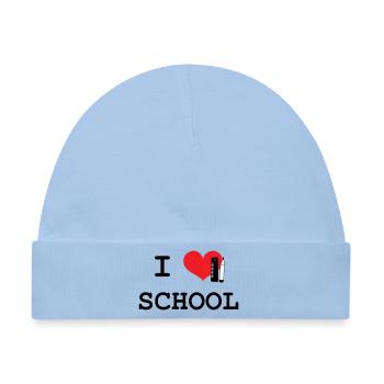 I Love School: Ikonisches Black Love School Muster - Baby Premium Organic Mütze - Hellblau - Vorne