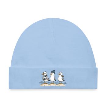 Drei lustige Möwen an der Küste - Baby Premium Organic Mütze - Hellblau - Vorne