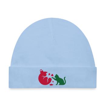 Katze Christbaumkugel Grafik - Baby Premium Organic Mütze - Hellblau - Vorne
