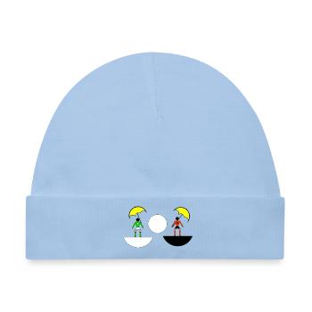 Neon-Regenschirm-Duell in geteilten Hälften - Baby Premium Organic Mütze - Hellblau - Vorne