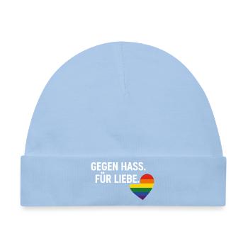 Pride Geschenk Gegen Hass Für Liebe Fans - Baby Premium Organic Mütze - Hellblau - Vorne