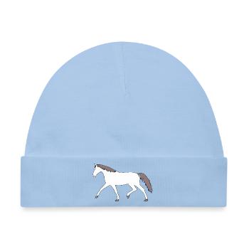 Pferd Schimmel Pferde Wallach Pferdehof Pony Kind - Baby Premium Organic Mütze - Hellblau - Vorne