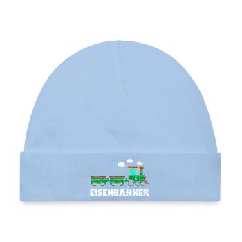 Eisenbahner Kinder Lokomotive Eisenbahn - Baby Premium Organic Mütze - Hellblau - Vorne