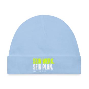 Sein Werk. Sein Plan. – Epheser 2,10 - Baby Premium Organic Mütze - Hellblau - Vorne
