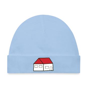 Haus minimal Bauherr Richtfest Geschenk Einzug - Baby Premium Organic Mütze - Hellblau - Vorne