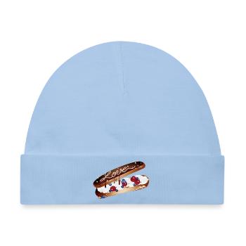 Illustration eines Eclairs mit Sahne und Liebe - Baby Premium Organic Mütze - Hellblau - Vorne