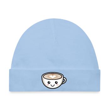Nettes Herz Latte Gesicht Kaffeeliebhaber - Baby Premium Organic Mütze - Hellblau - Vorne