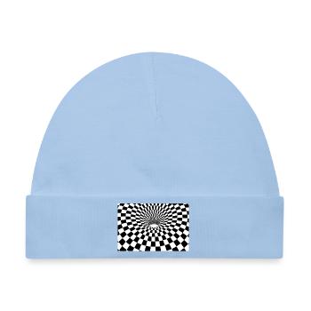 Hypnotischer karierter Tunnel - Baby Premium Organic Mütze - Hellblau - Vorne