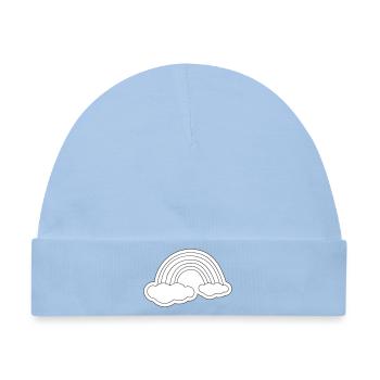 Minimalistischer Regenbogen auf Wolken - Baby Premium Organic Mütze - Hellblau - Vorne