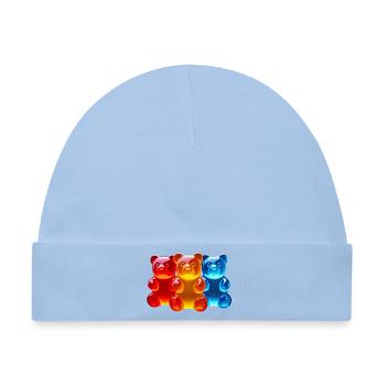 Leuchtende Dreifarbige Bären - Baby Premium Organic Mütze - Hellblau - Vorne