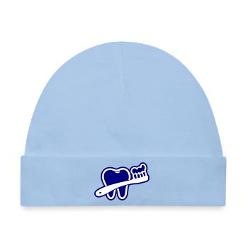Zahn mit Zahnbürste Symbol Blau - Baby Premium Organic Mütze - Hellblau - Vorne