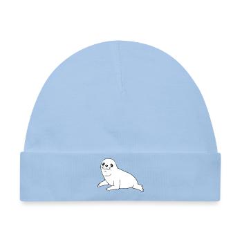 Robbe Seehund Robben Seehunde - Baby Premium Organic Mütze - Hellblau - Vorne
