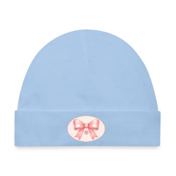 Rosa Schleife mit Herzanhänger Bichon&Bear Studio - Baby Premium Organic Mütze - Hellblau - Vorne