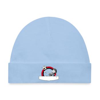 Fussballer kickt aus dem Kreis - Baby Premium Organic Mütze - Hellblau - Vorne