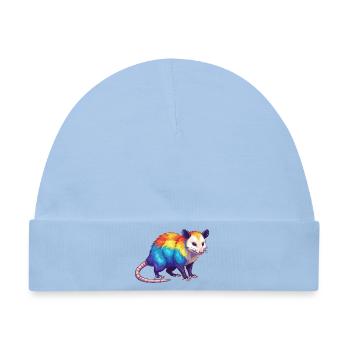 Buntes Opossum-Regenbogen-Pop-Art-Aquarell - Baby Premium Organic Mütze - Hellblau - Vorne