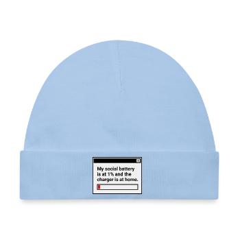 My Social Battery is at 1% - Baby Premium Organic Mütze - Hellblau - Vorne