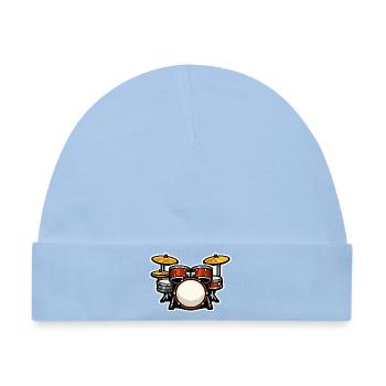 Cartoon Schlagzeug Drumset - Baby Premium Organic Mütze - Hellblau - Vorne
