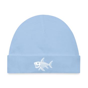 Süßes Skelett Hai Haifisch Cartoon Weiß Shirt - Baby Premium Organic Mütze - Hellblau - Vorne