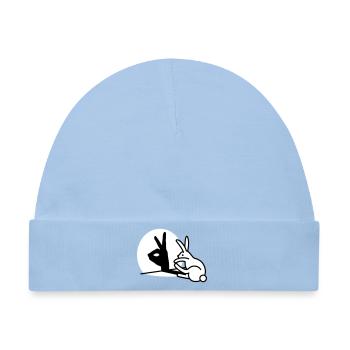 Lustige Kaninchen Hand Schatten Projektion Hase - Baby Premium Organic Mütze - Hellblau - Vorne