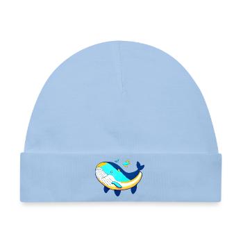 Freundlicher Wal mit Babywal - Baby Premium Organic Mütze - Hellblau - Vorne