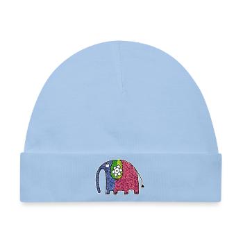 Süßer bunter Elefant Eli - Baby Premium Organic Mütze - Hellblau - Vorne