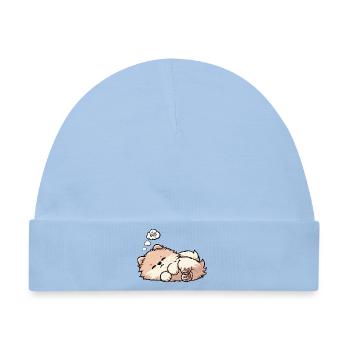 Zwergspitz Zwergspitze Spitzhund Zwergspitzhalter - Baby Premium Organic Mütze - Hellblau - Vorne