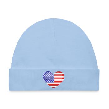 Herzförmige US-Flagge - Baby Premium Organic Mütze - Hellblau - Vorne