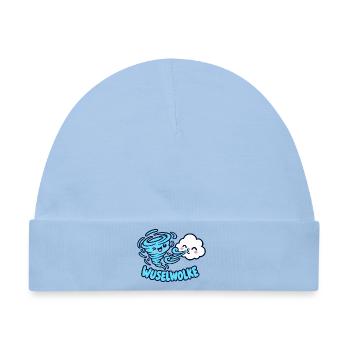 Wuselwolke – Lustiges Wind & Wolken Kinder Motiv - Baby Premium Organic Mütze - Hellblau - Vorne