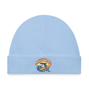 Wellenjäger Hai Surf Sonnenuntergang - Baby Premium Organic Mütze - Hellblau - Vorne