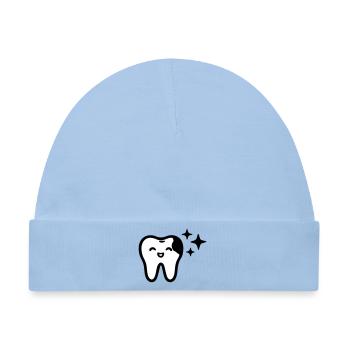 Lächelnder Zahn Symbol Schwarz - Baby Premium Organic Mütze - Hellblau - Vorne