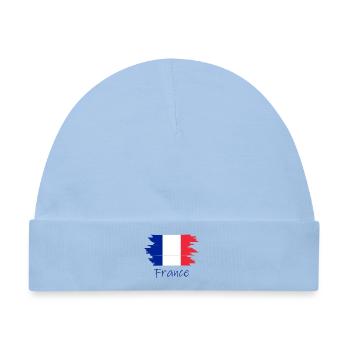 Französische Flagge Pinselstrich - Baby Premium Organic Mütze - Hellblau - Vorne