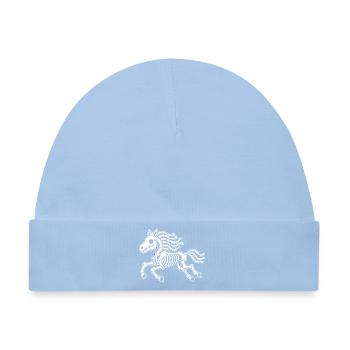 Süßes Skelett Pferd Galopp Cartoon Weiß Shirt - Baby Premium Organic Mütze - Hellblau - Vorne