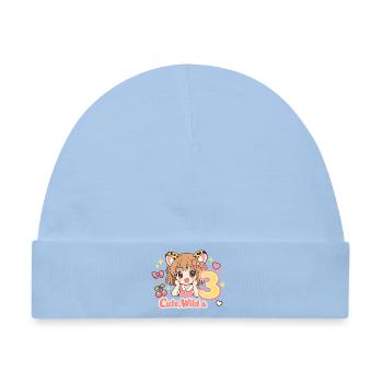 Cute Wild & 3 Leopard Girl Theme - Baby Premium Organic Mütze - Hellblau - Vorne
