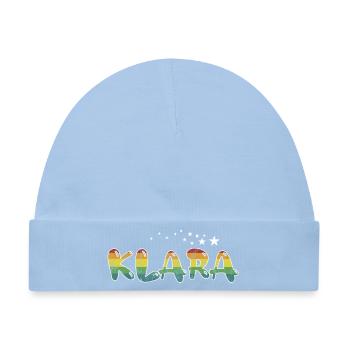 Vorname Klara Mädchenname Namensgeschenk bunt - Baby Premium Organic Mütze - Hellblau - Vorne