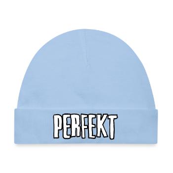 PERFEKT Großbuchstaben Typo unperfekt  - Baby Premium Organic Mütze - Hellblau - Vorne
