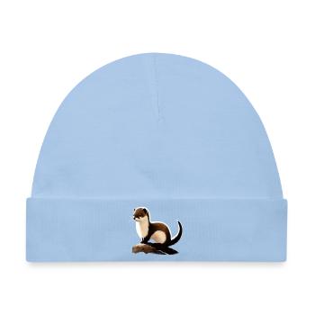Hermelin auf Felsen - Baby Premium Organic Mütze - Hellblau - Vorne