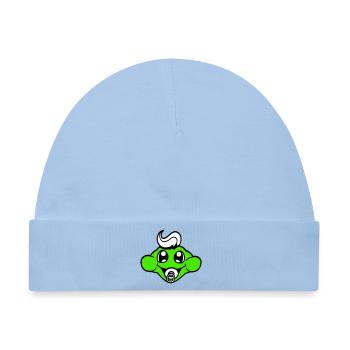 Frosch Kröte Baby Schnuller Mama Papa Kind Familie - Baby Premium Organic Mütze - Hellblau - Vorne