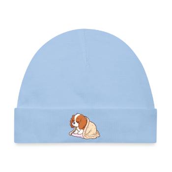 Schläferwelpe unter Decke - Baby Premium Organic Mütze - Hellblau - Vorne