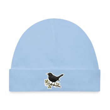 Amsel auf Blütenzweig - Frühlings Design - Baby Premium Organic Mütze - Hellblau - Vorne