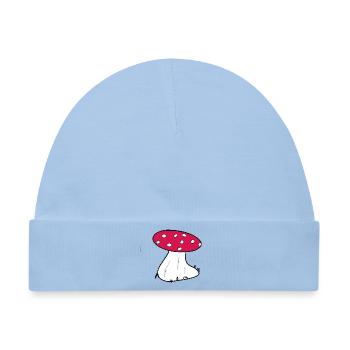 Roter Fliegenpilz Cartoon Muster - Baby Premium Organic Mütze - Hellblau - Vorne
