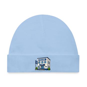 Polizei Cartoon Gebäude Druckdesign - Baby Premium Organic Mütze - Hellblau - Vorne