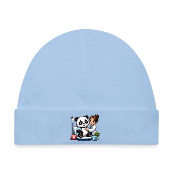 Panda Patient Arztbesuch - Baby Premium Organic Mütze - Hellblau - Vorne