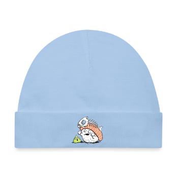 Lustiges Sushi mit Fischgräte I Kawaii Japan Essen - Baby Premium Organic Mütze - Hellblau - Vorne
