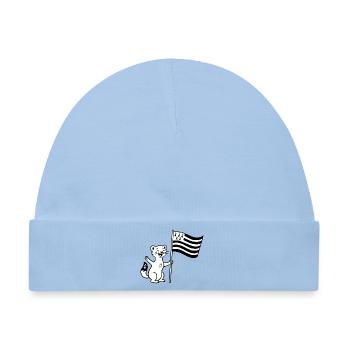 Niedliches bretonisches Hermelin mit Flagge der Bretagne - Baby Premium Organic Mütze - Hellblau - Vorne