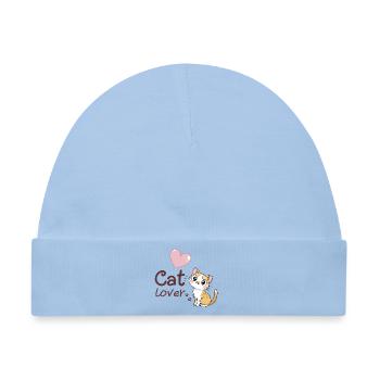 Lustiges Kätzchen-Rosa-Herz-Design - Baby Premium Organic Mütze - Hellblau - Vorne