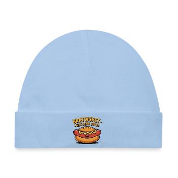 Bratwurst Spruch – Lustiges Grillmotiv Was denn so - Baby Premium Organic Mütze - Hellblau - Vorne